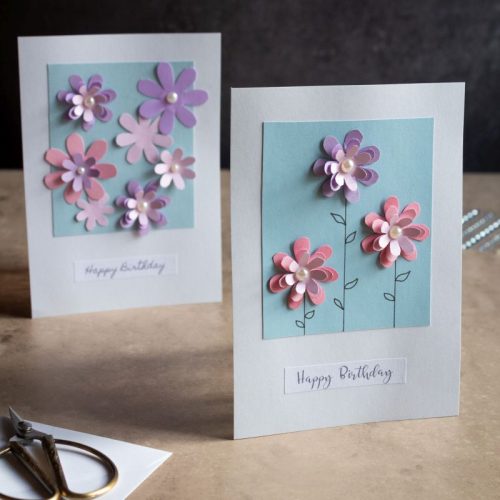 Blumenkarten in zwei Varianten gebastelt